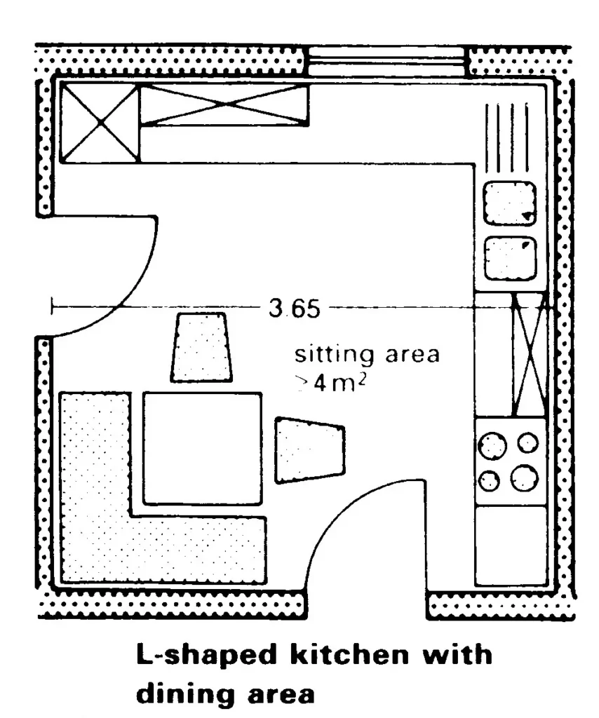 L- SHAPED KITCHEN WITH DINING AREA