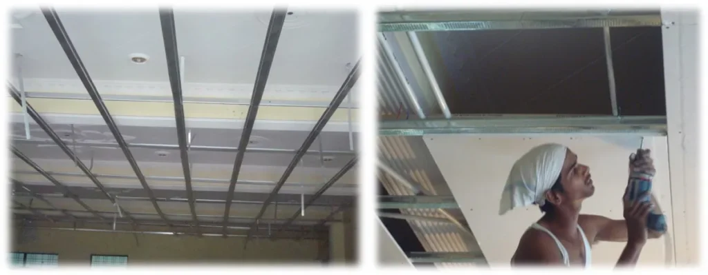APPLICATION OF DRY WALL GYPSUM BOARD CEILING ONE