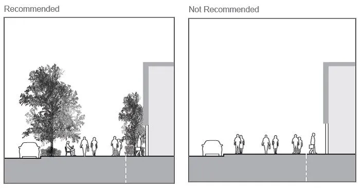 PROVIDE PLANTING THAT COMPLEMENTS THE CHARACTER OF THE BUILT ENVIRONMENT