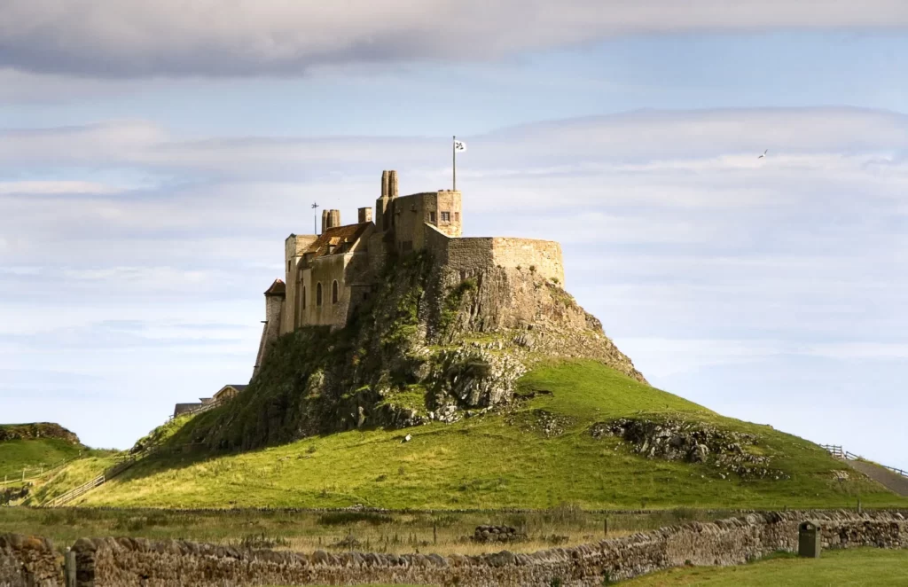 LINDISFARNE CASTLE IN NORTHUMBERLAND, ENGLAND