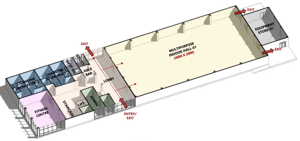 3D VIEW OF GROUND FLOOR FOR MSH OPTION TWO