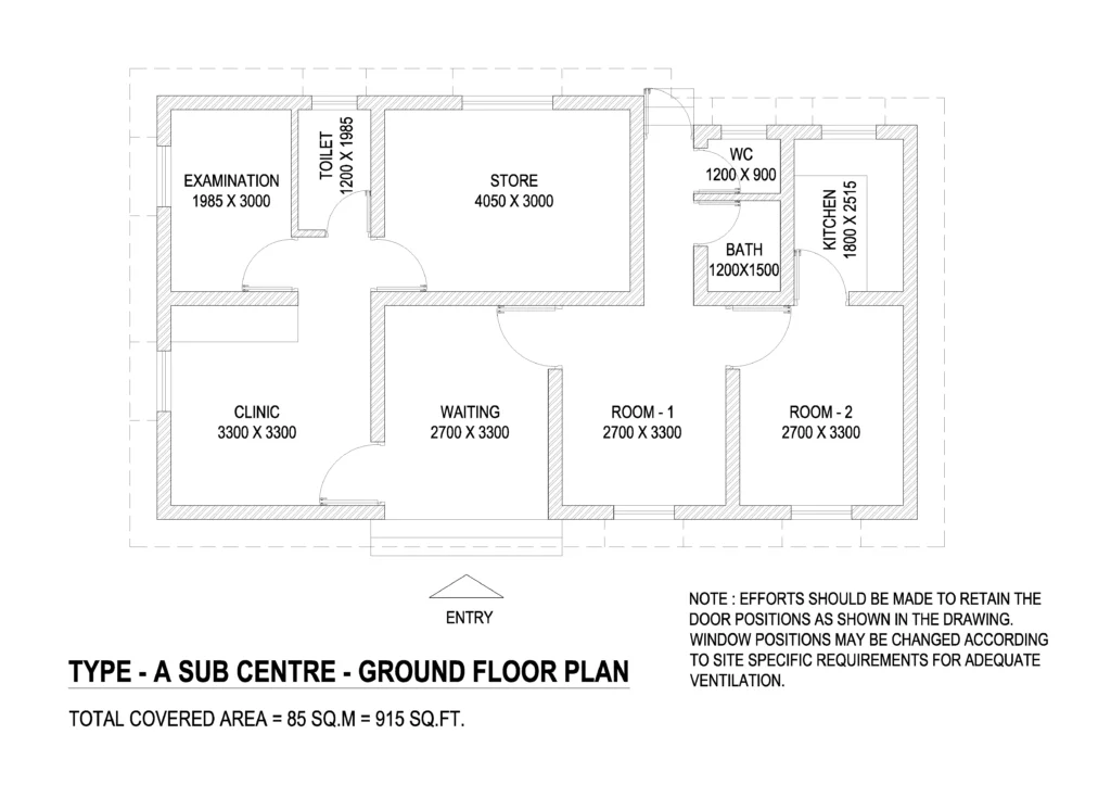TYPE - A SUB CENTRE - GROUND FLOOR PLAN