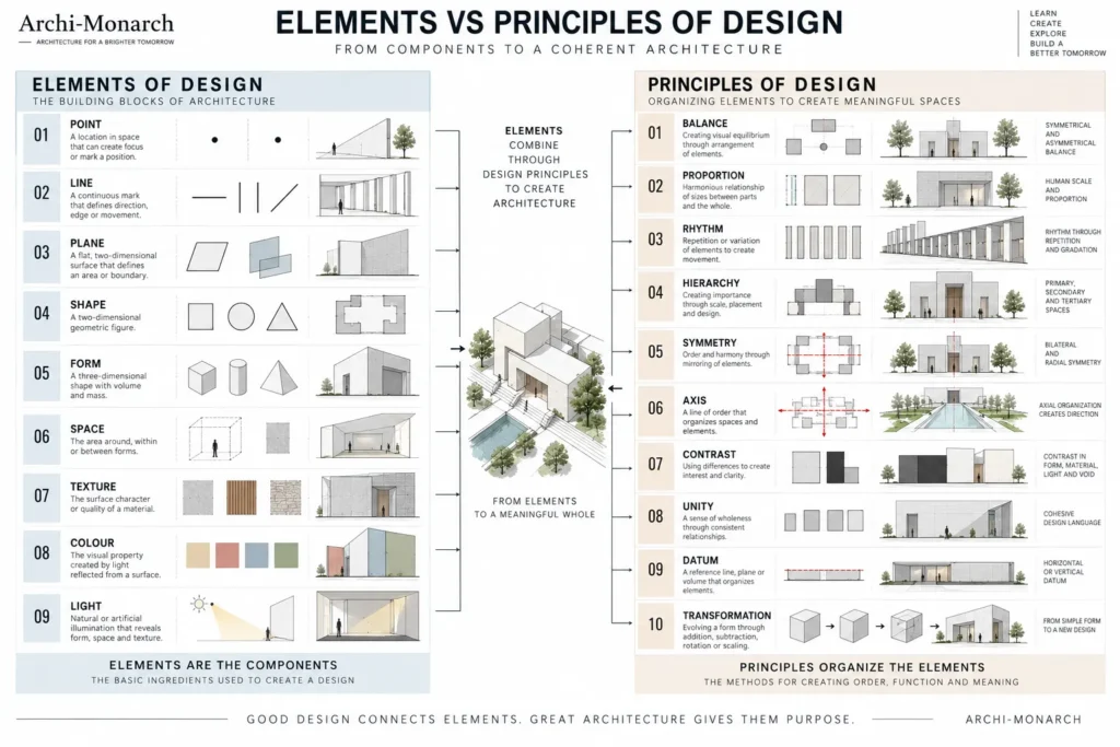 Comparison of elements and principles of design in architecture